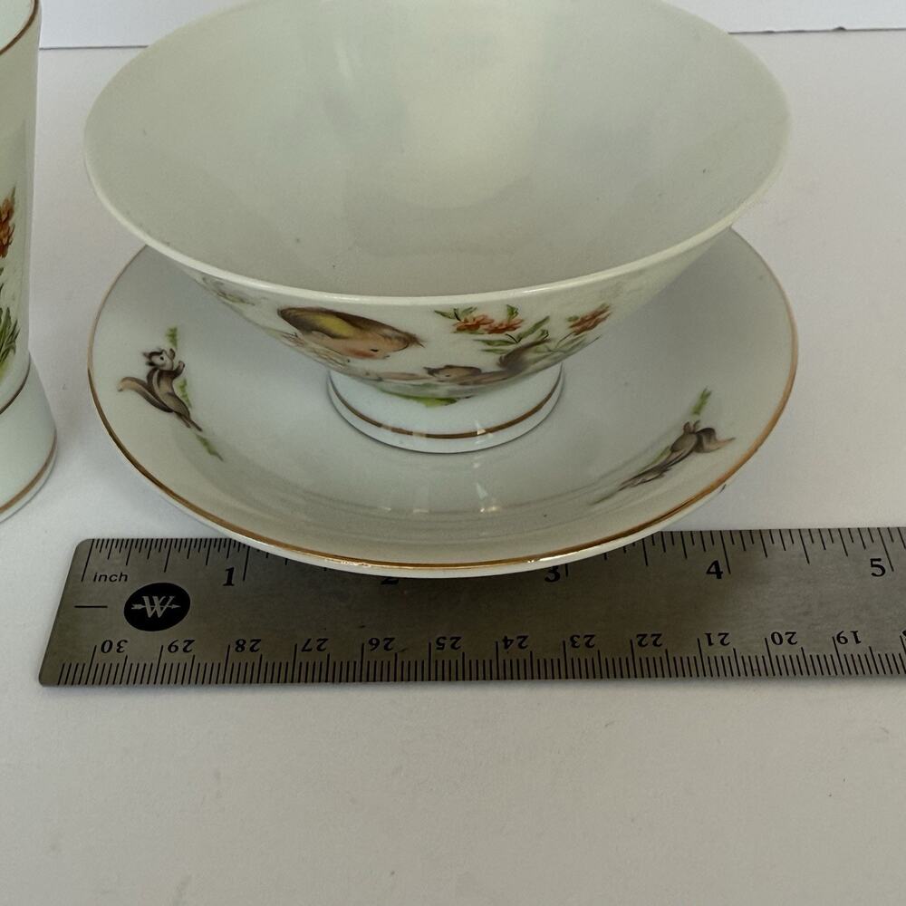 Vintage Seyei Nagoya Japan Fine China Children Set Cup Bowl Saucer Boy Squirrel - Picture 9 of 9